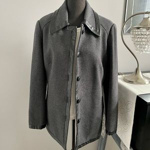 INC Faux Leather Trim Coat Jacket